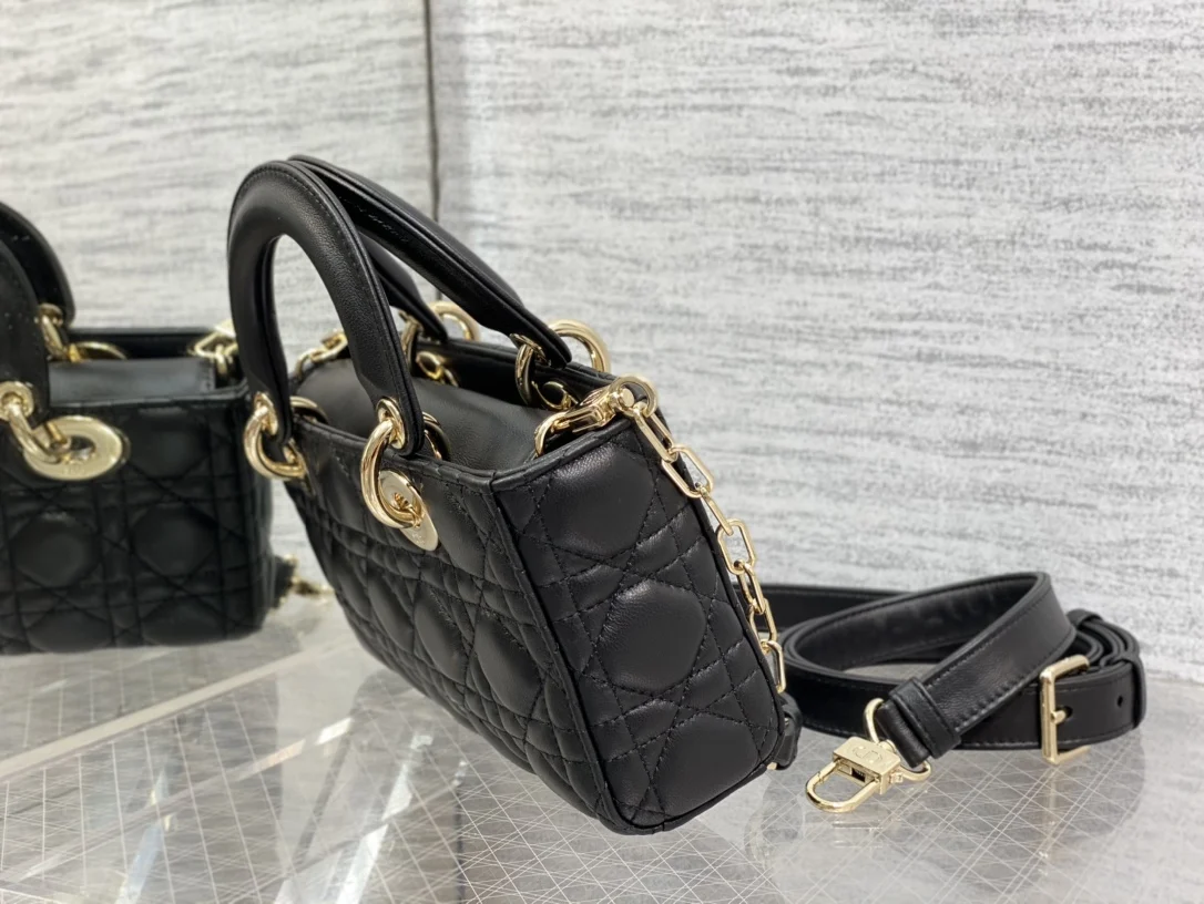 Small Lady D-Joy Bag Black Cannage Lambskin · M0613ONGE_M900