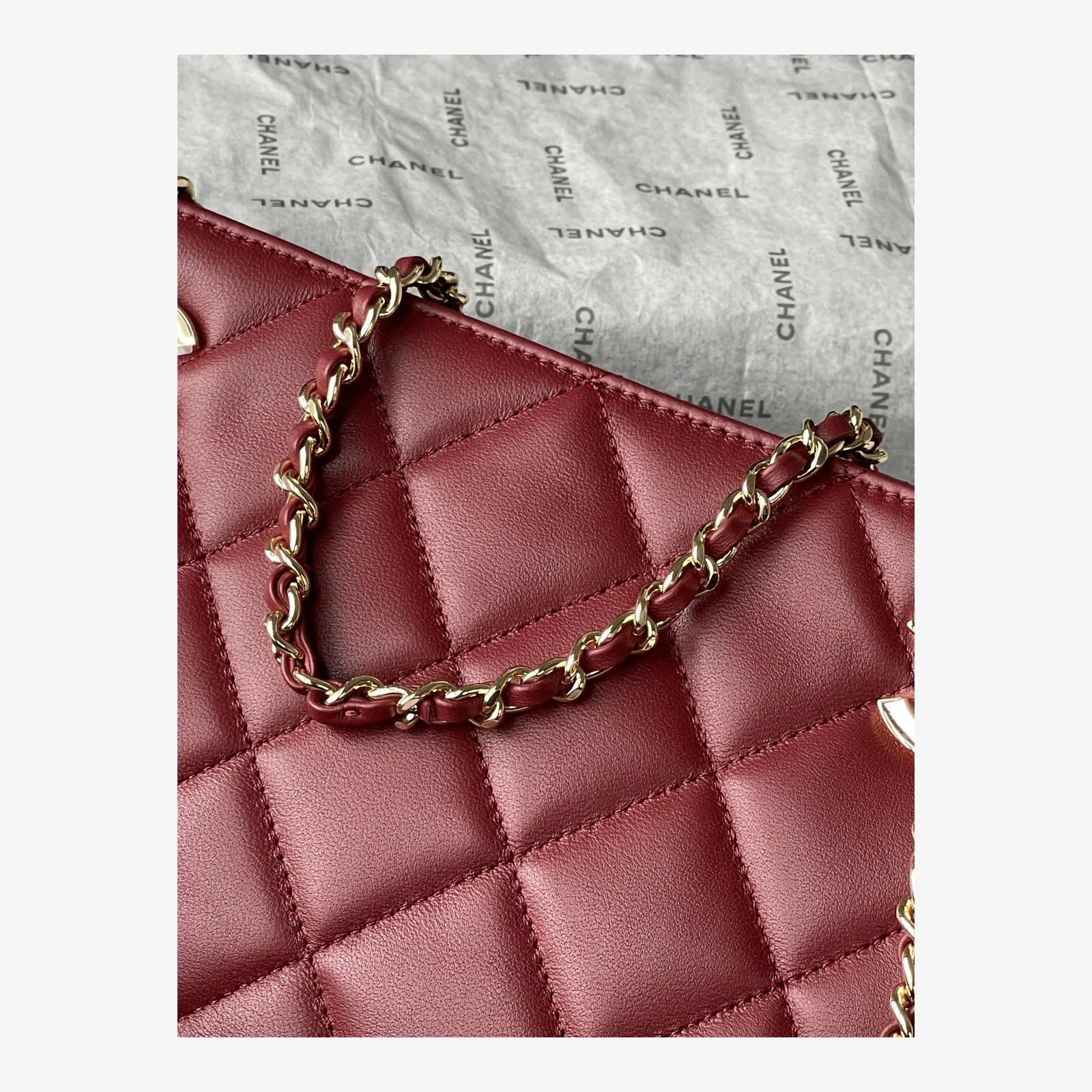 Chanel Mini Shopping Bag AS6248 · Lambskin Dark Burgundy · Lambskin · Gold-Tone Metal