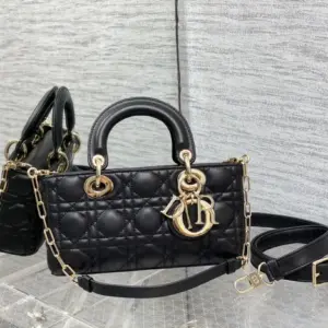 Small Lady D-Joy Bag Black Cannage Lambskin · M0613ONGE_M900