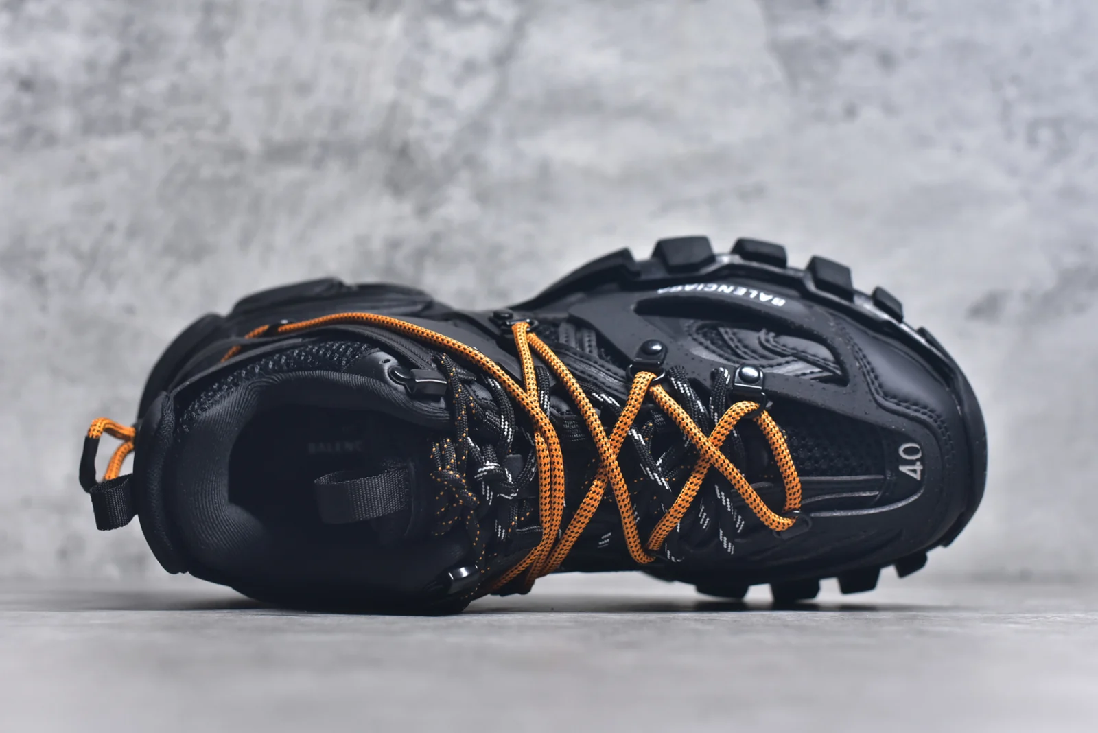 Balenciaga Track Trail Laces Sneaker Black / Orange · 800592WTRHK1000