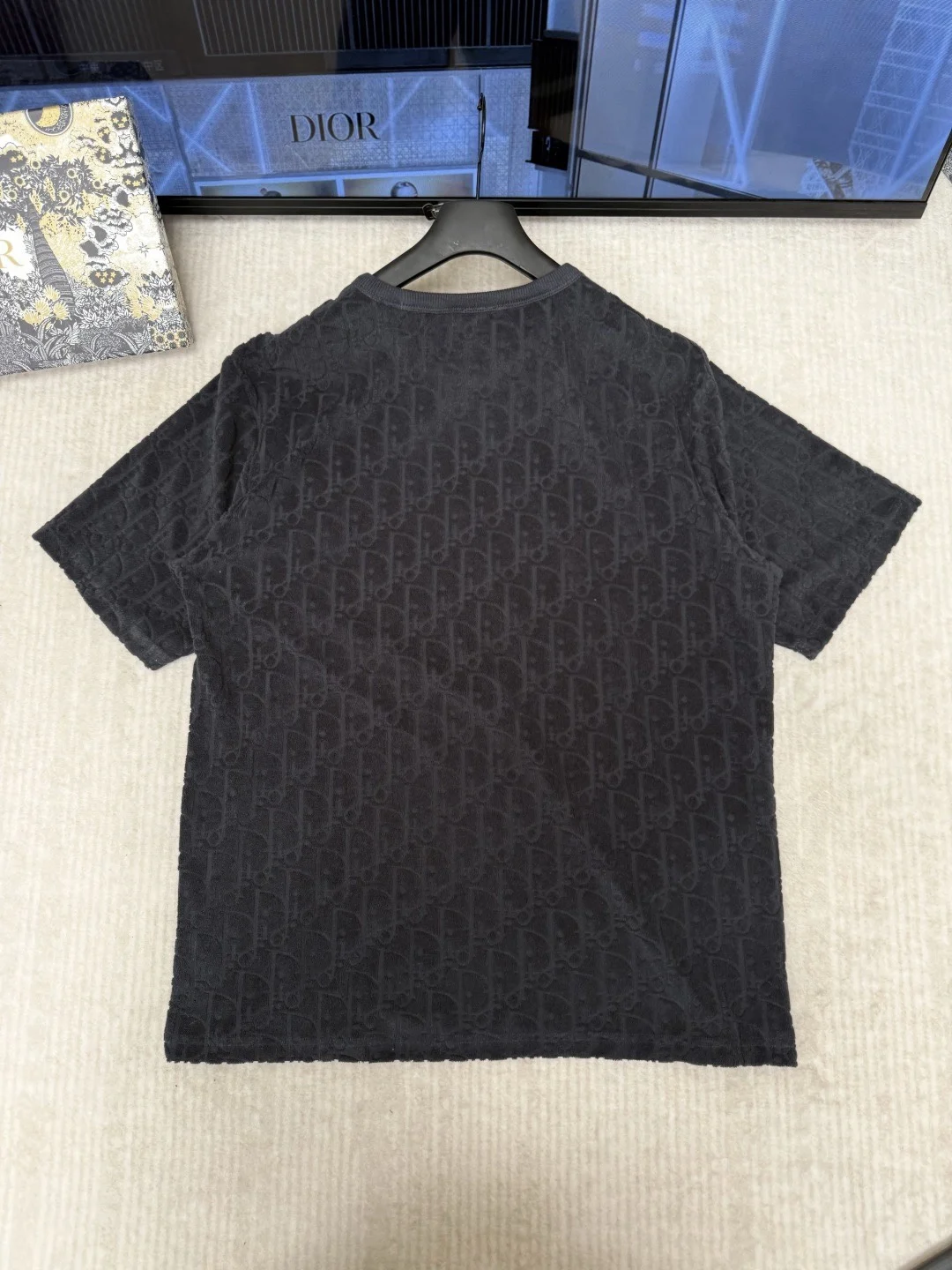 Dior Oblique Relaxed-Fit T-Shirt Black Terry Cotton Jacquard