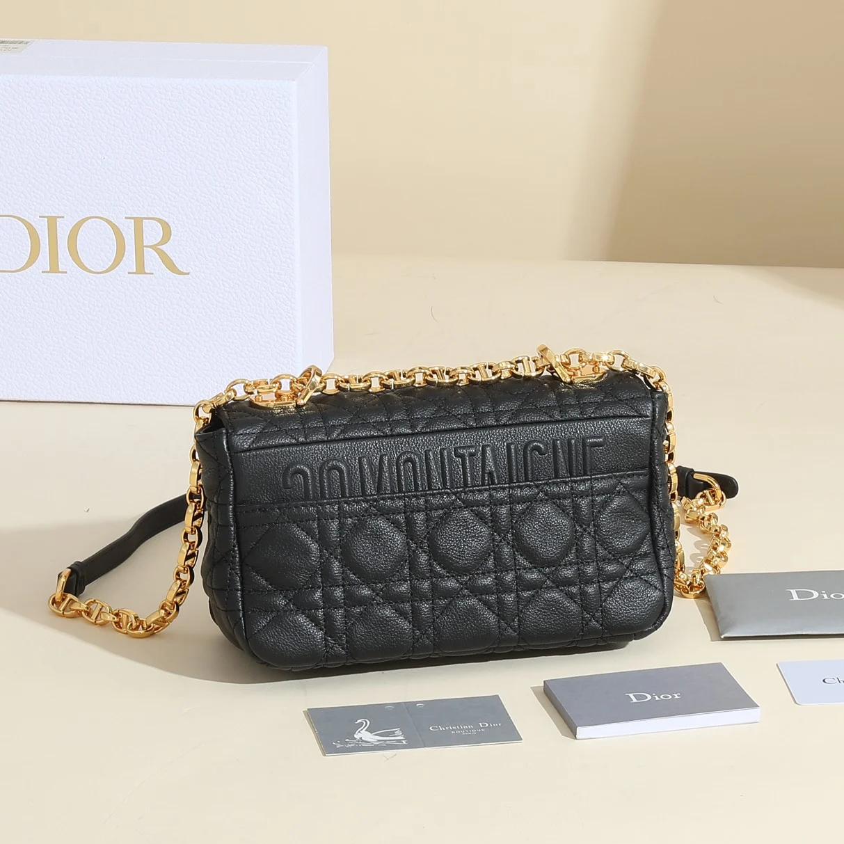Small Dior Caro Bag Black Supple Cannage Calfskin · M9241UWHC_M900