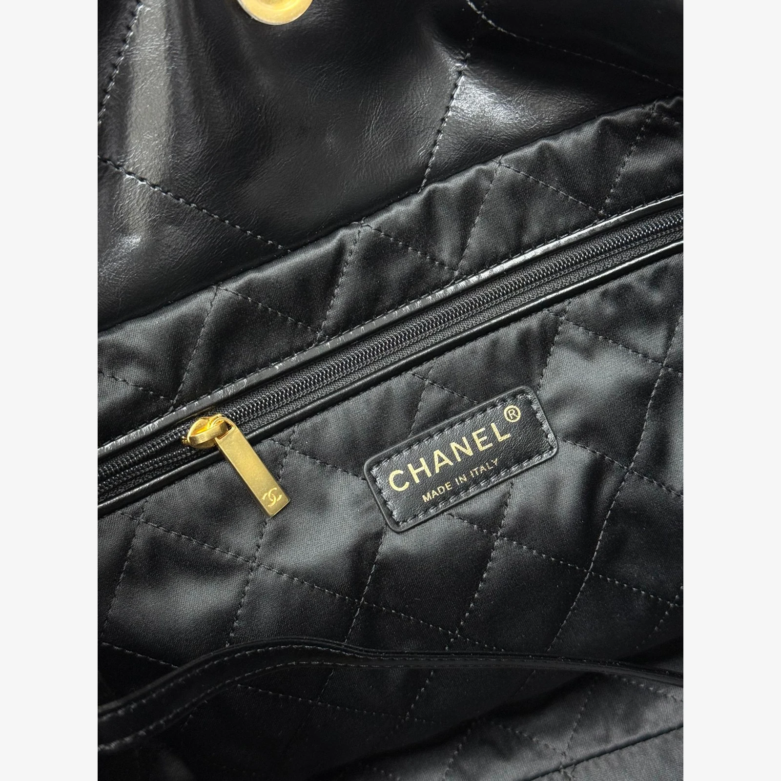 Chanel 22 Small Handbag · Black Shiny Calfskin Black · Shiny Calfskin · Gold-Tone Metal