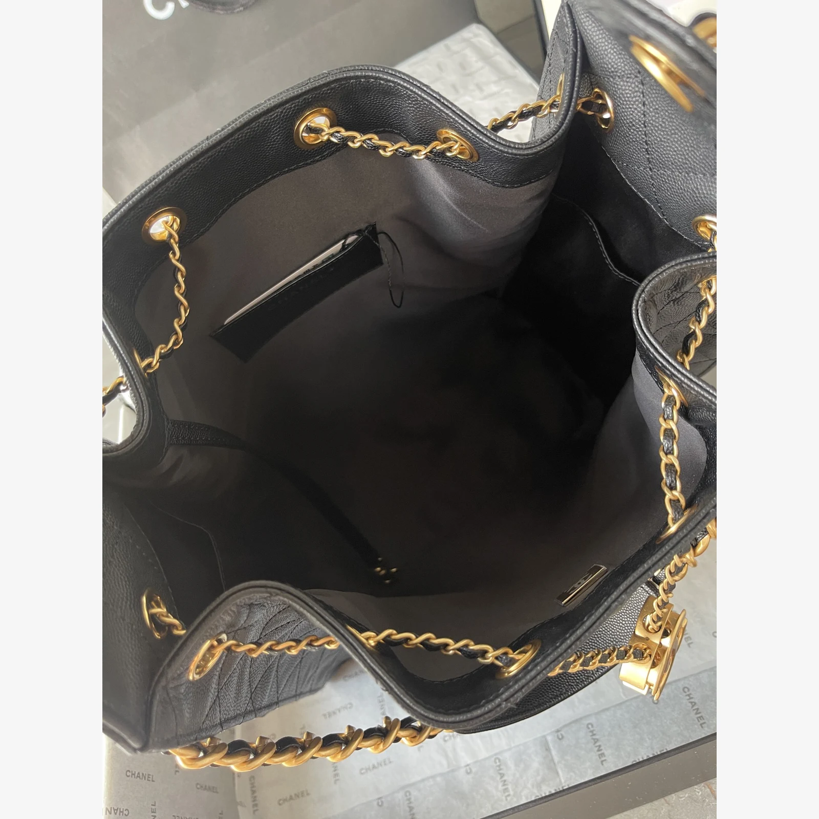 Chanel 25 Medium Handbag AS5311 · Black Black · Grained Calfskin · Gold-Tone Metal