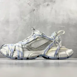 Balenciaga 3XL Extreme Laces Logo Sneaker White / Off White / Light Blue · 825598W3XHL9949