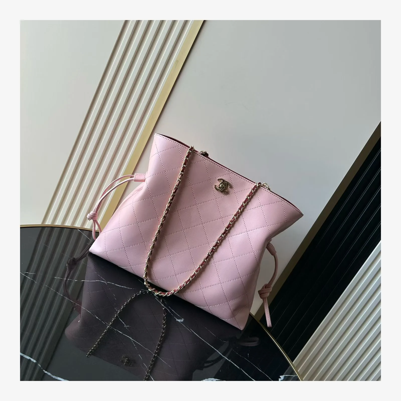 Chanel Small Shopping Bag AS6495 · Lambskin Light Pink · Lambskin · Gold-Tone Metal