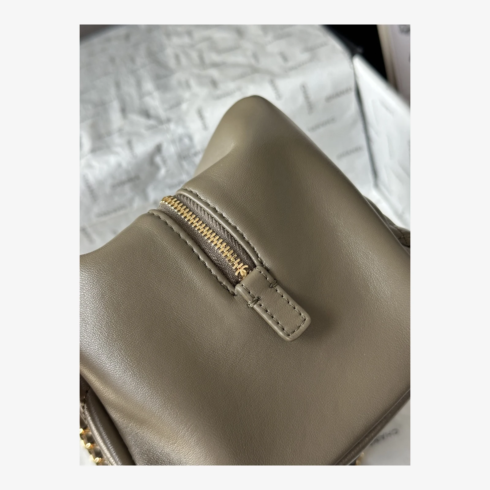 Chanel Small Bowling Bag AS6472 · Dark Khaki Lambskin Dark Khaki · Lambskin · Gold-Tone Metal