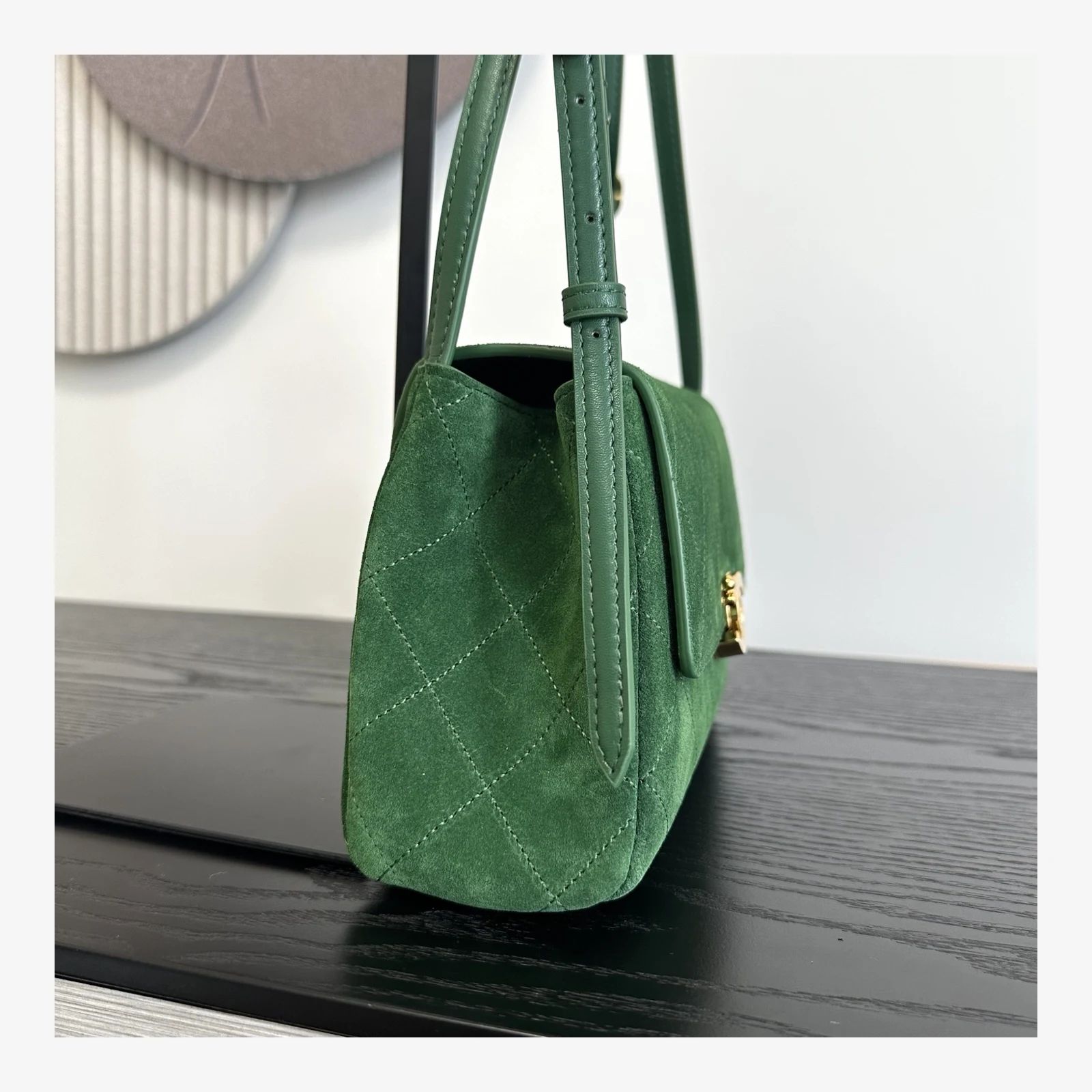 Chanel Small Flap Bag AS6489 · Dark Green Suede Calfskin Dark Green · Suede Calfskin & Calfskin · Gold-Tone Metal