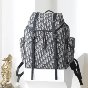 Dior Hit the Road Backpack with Flap Beige and Black Dior Oblique · 1ESBA205YKY_H27E