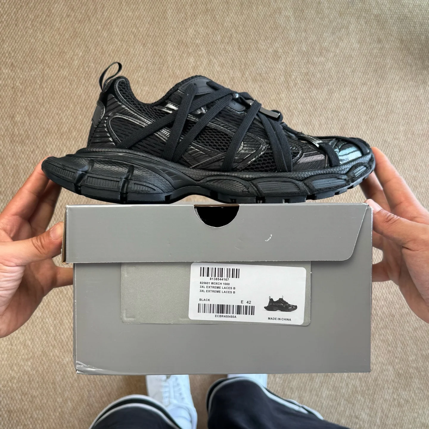Balenciaga 3XL Extreme Laces B Black · 825601W3XCH1000