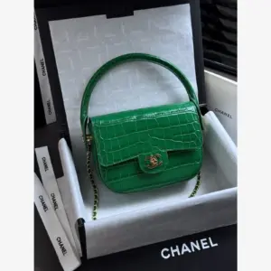 Chanel Mini Flap Bag with Top Handle AS6424 · Green Green · Crocodile-Embossed Calfskin · Gold-Tone Metal