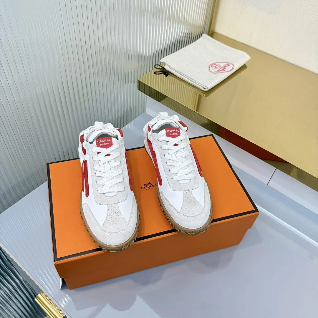 Hermès Deep Sneaker Blanc / Rouge Grenadine