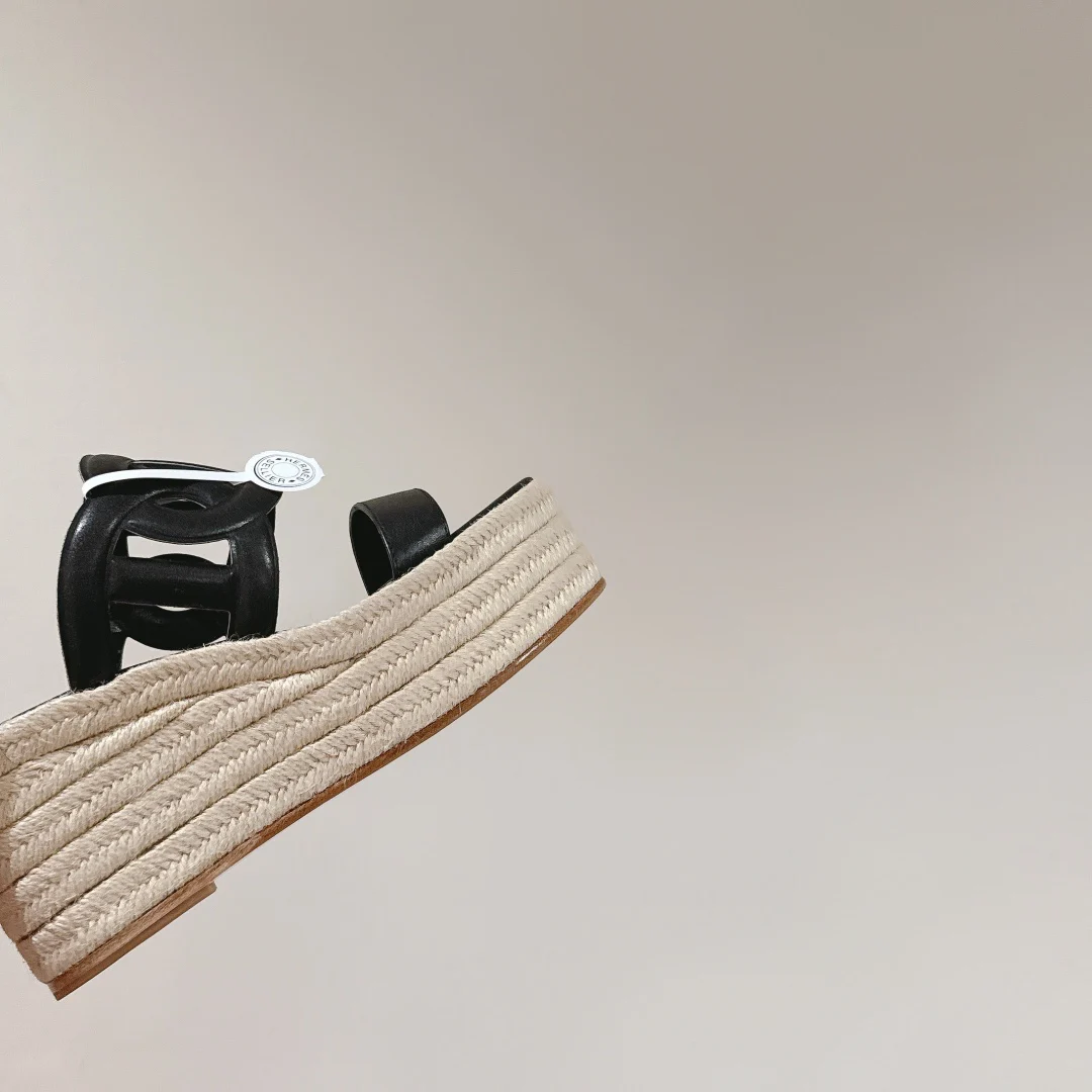 Hermès Ithea 30 Espadrille Noir