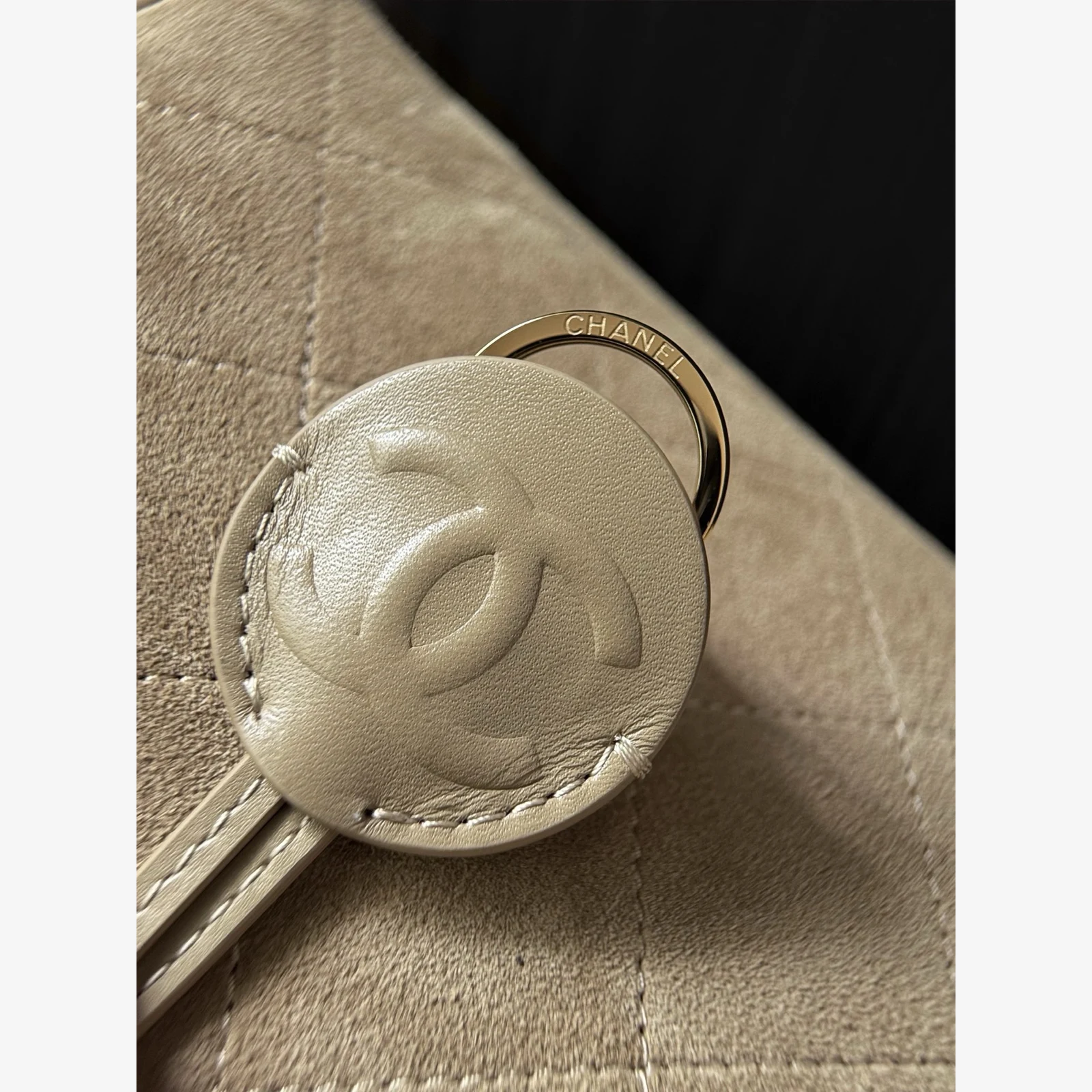 Chanel Large Bowling Bag AS6580 · Suede Calfskin Dark Beige · Suede Calfskin · Gold-Tone Metal