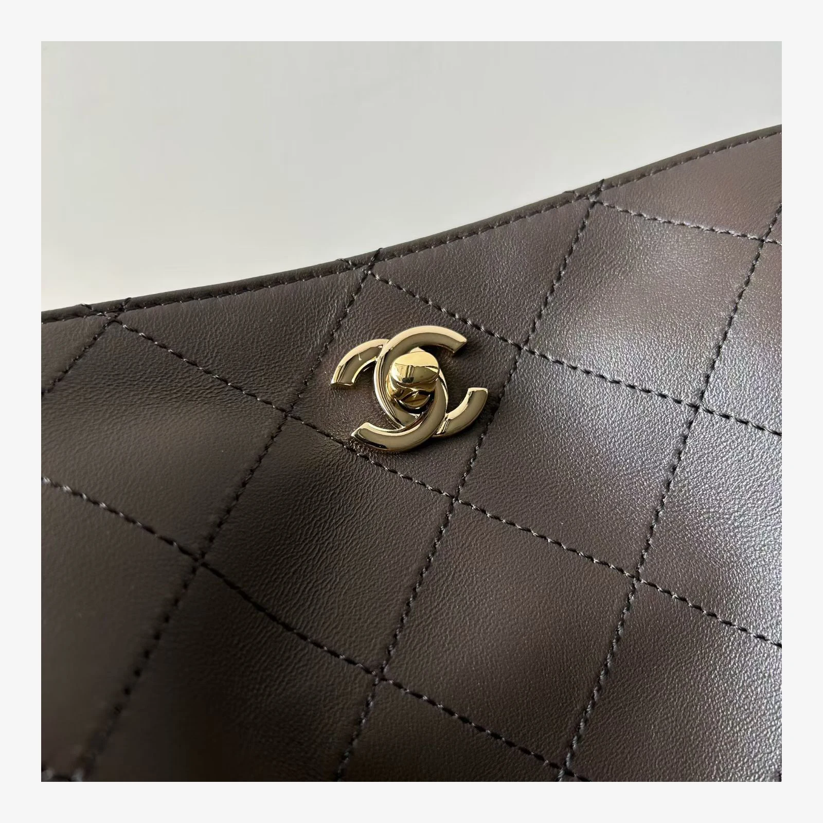 Chanel Small Shopping Bag AS6495 · Lambskin Dark Brown · Lambskin · Gold-Tone Metal