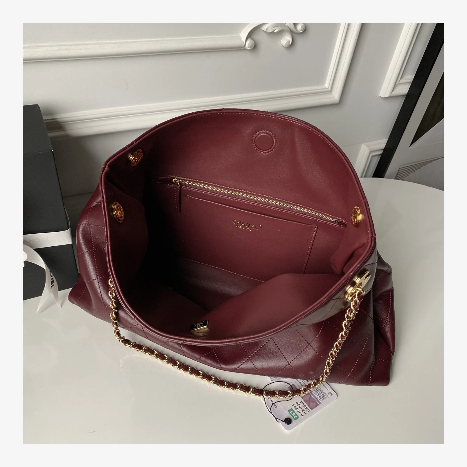Chanel Shopping Bag AS6241 · Burgundy Lambskin Burgundy · Lambskin · Gold-Tone Metal