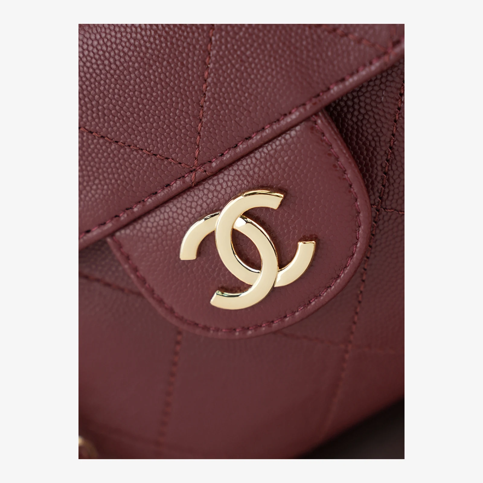 Chanel Small Shopping Bag AS6025 · Dark Burgundy Dark Burgundy · Grained Calfskin · Gold-Tone Metal