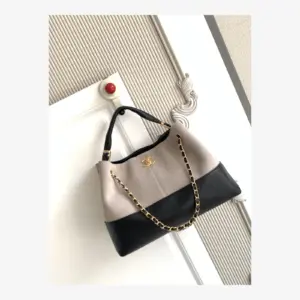 Chanel Small Shopping Bag AS5634 · Suede Calfskin & Lambskin Beige & Black · Suede Calfskin & Lambskin