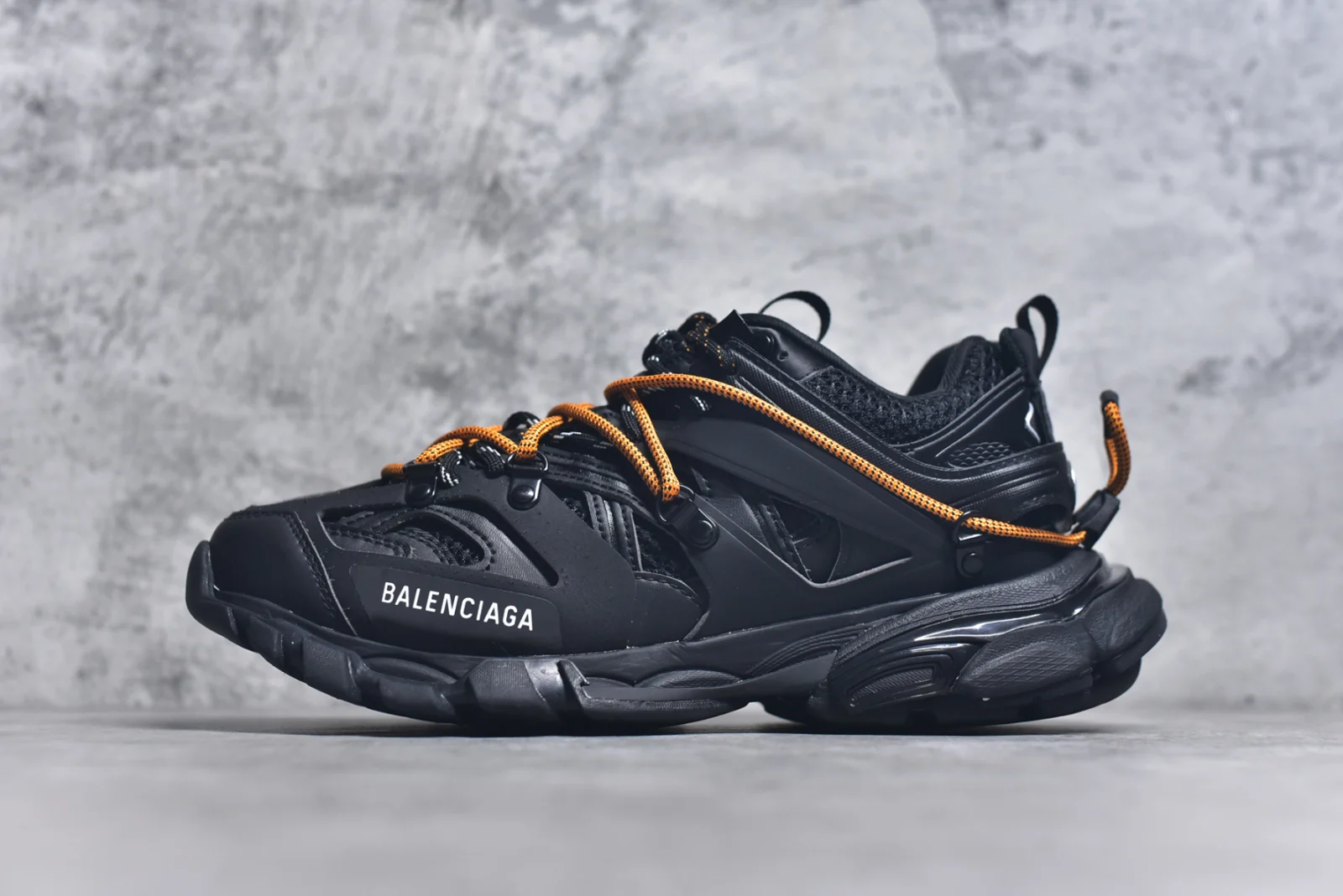 Balenciaga Track Trail Laces Sneaker Black / Orange · 800592WTRHK1000