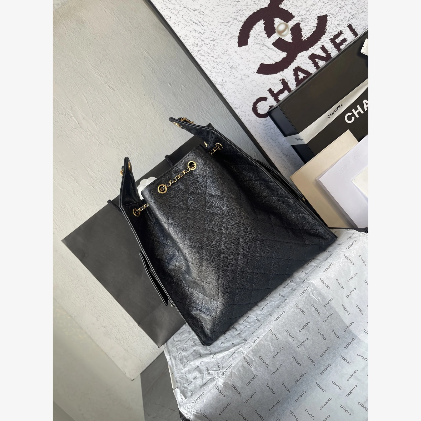 Chanel 25 Medium Handbag AS5311 · Black Black · Grained Calfskin · Gold-Tone Metal