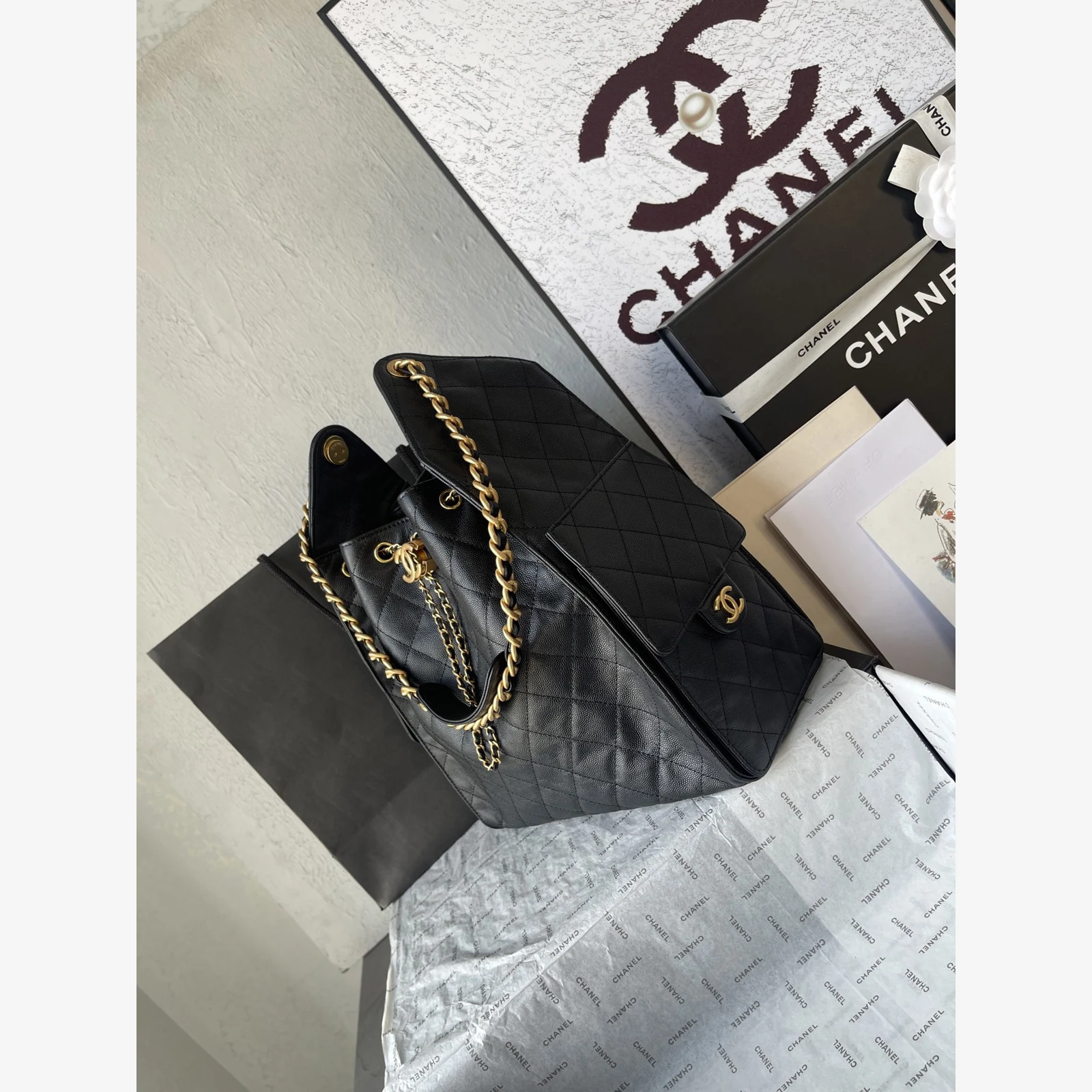 Chanel 25 Medium Handbag AS5311 · Black Black · Grained Calfskin · Gold-Tone Metal