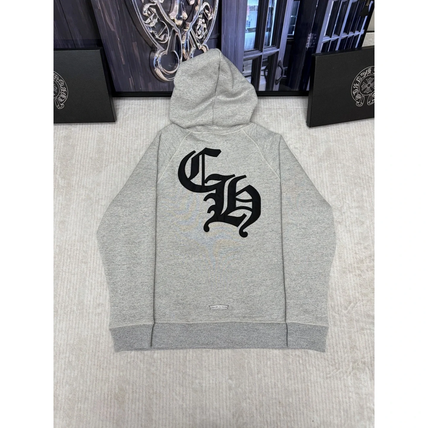 Chrome Hearts Triple Cross Pullover Hoodie Heather Grey