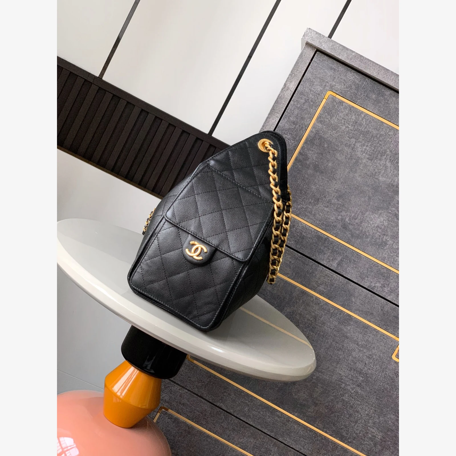 Chanel 25 Small Handbag · Black Grained Calfskin Black · Grained Calfskin · Gold-Tone Metal