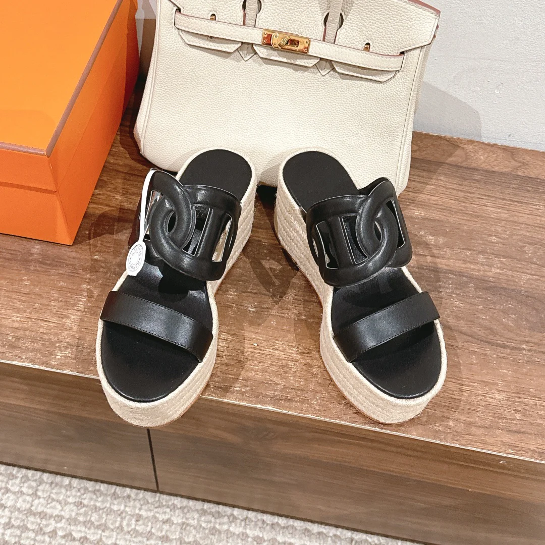 Hermès Ithea 30 Espadrille Noir