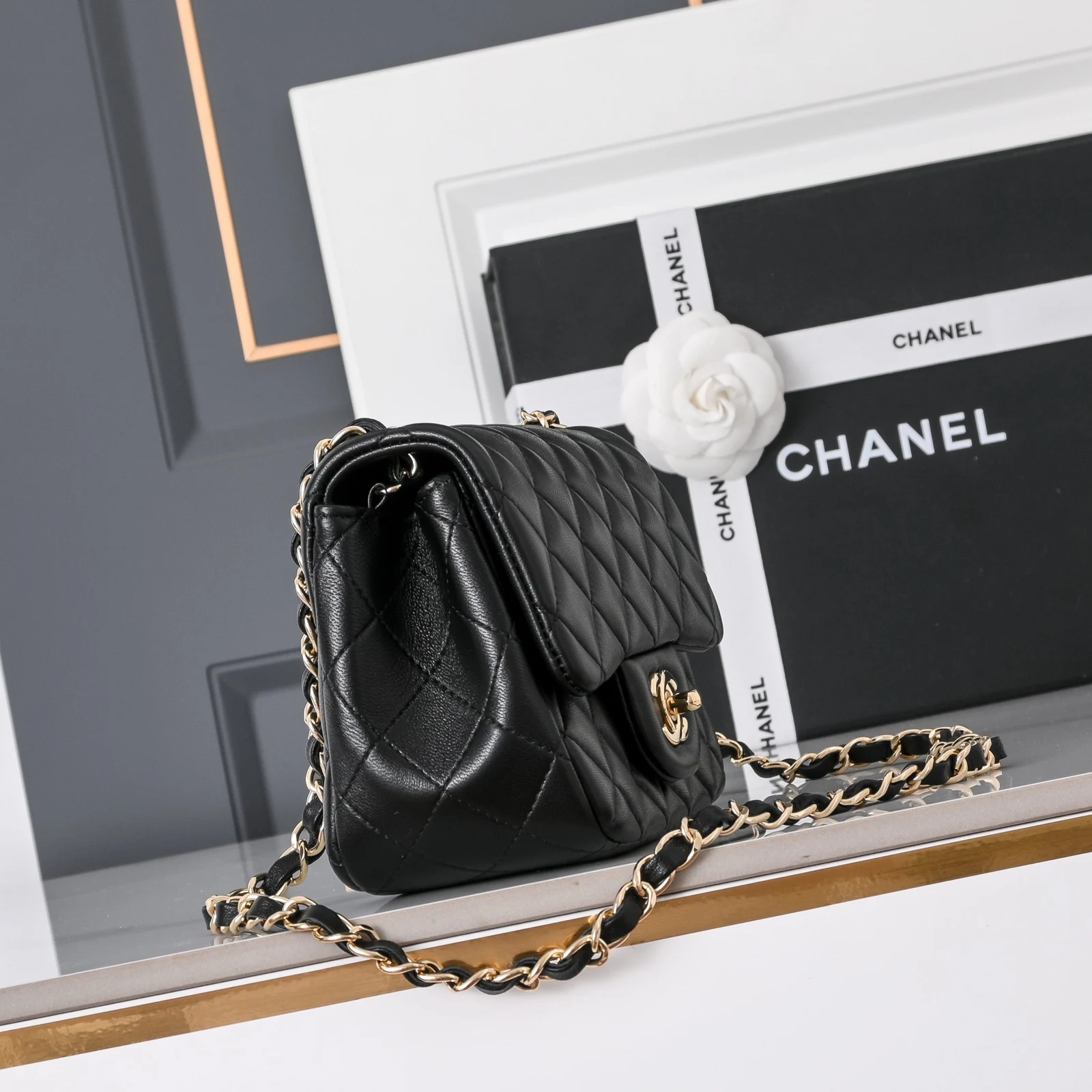 Mini Classic Handbag · Black Lambskin Black · Lambskin · Gold-Tone Metal