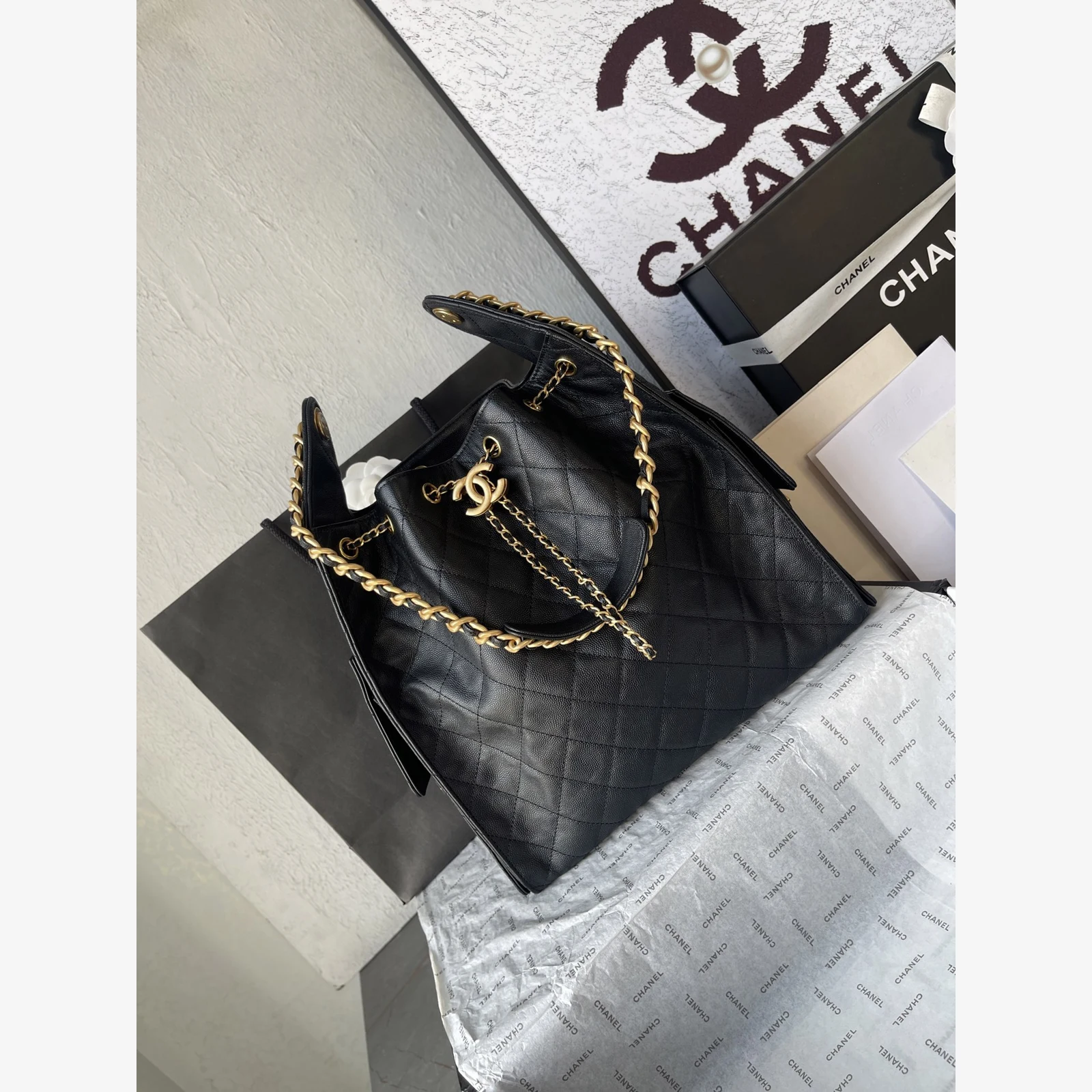 Chanel 25 Medium Handbag AS5311 · Black Black · Grained Calfskin · Gold-Tone Metal