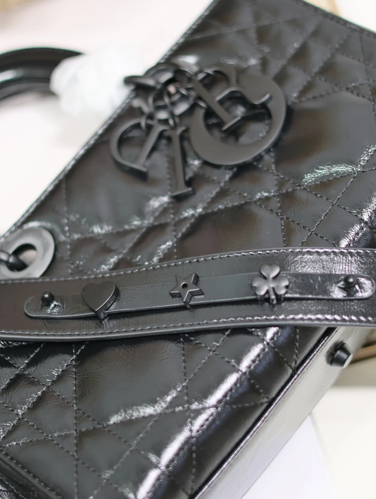 Small Lady D-Sire My ABCDior Bag Black Macrocannage Crinkled Calfskin · M1150SNIO_M900