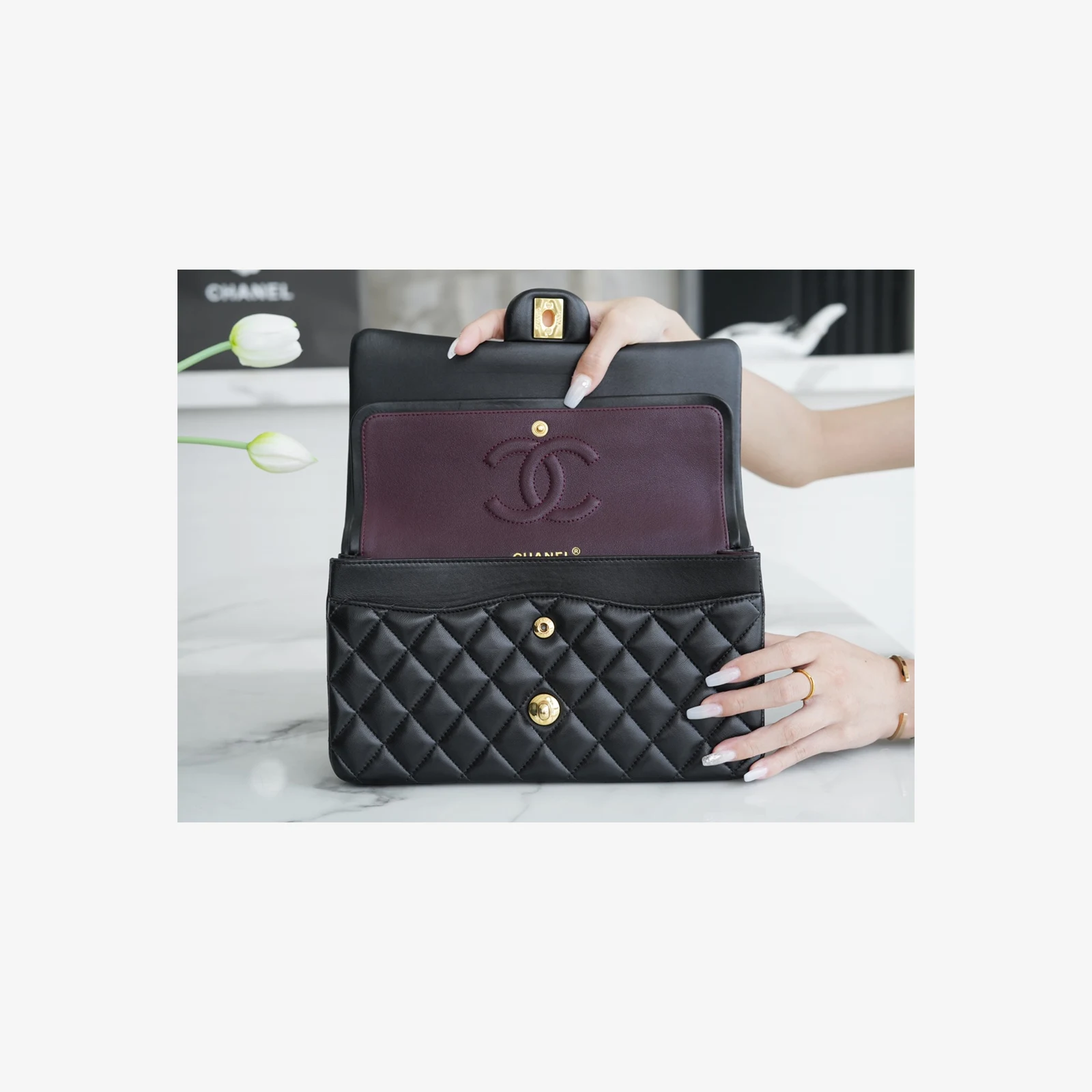 Chanel Classic 11.12 Handbag A01112 · Black Lambskin — image 6
