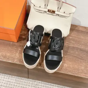 Hermès Ithea 30 Espadrille Noir full view