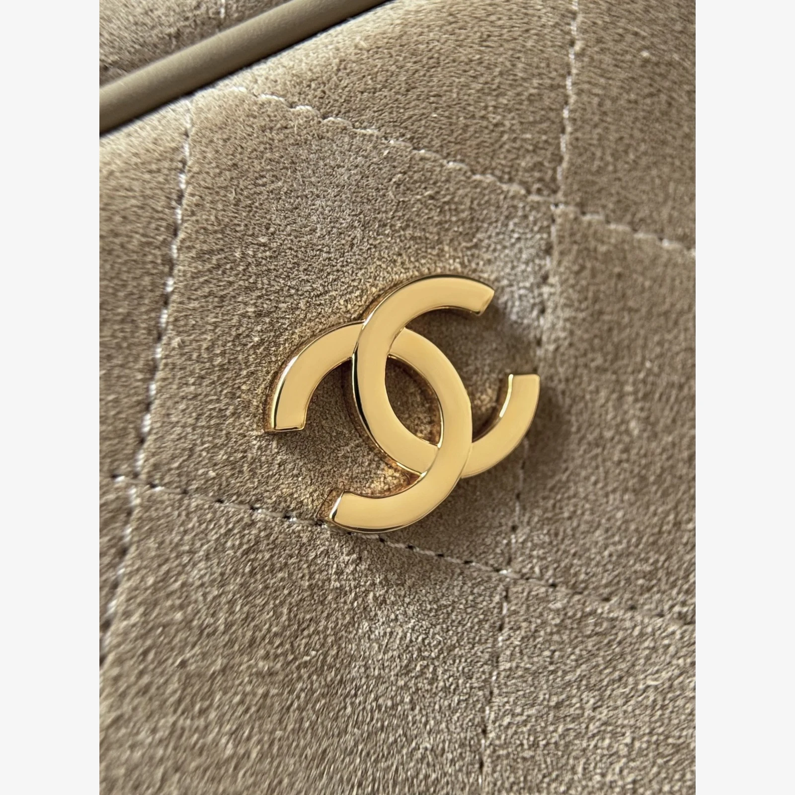 Chanel Large Bowling Bag AS6580 · Suede Calfskin Dark Beige · Suede Calfskin · Gold-Tone Metal