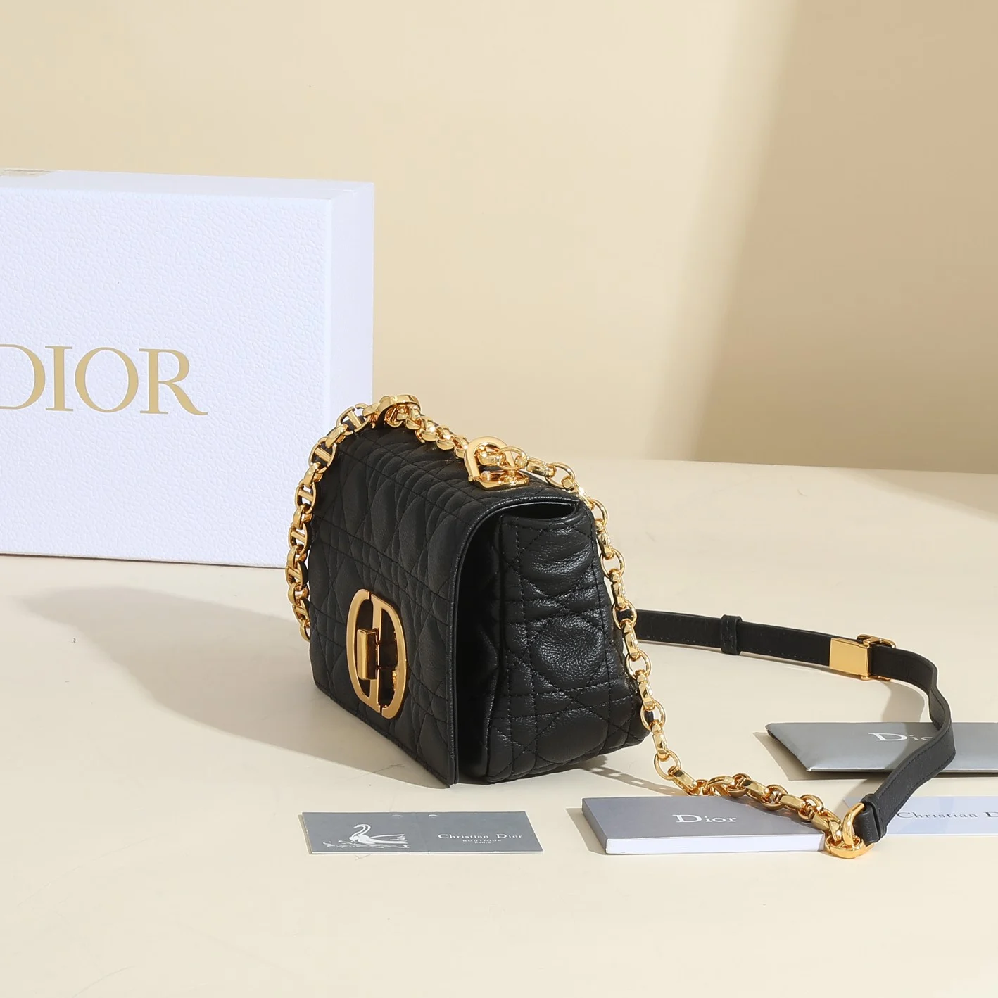 Small Dior Caro Bag Black Supple Cannage Calfskin · M9241UWHC_M900