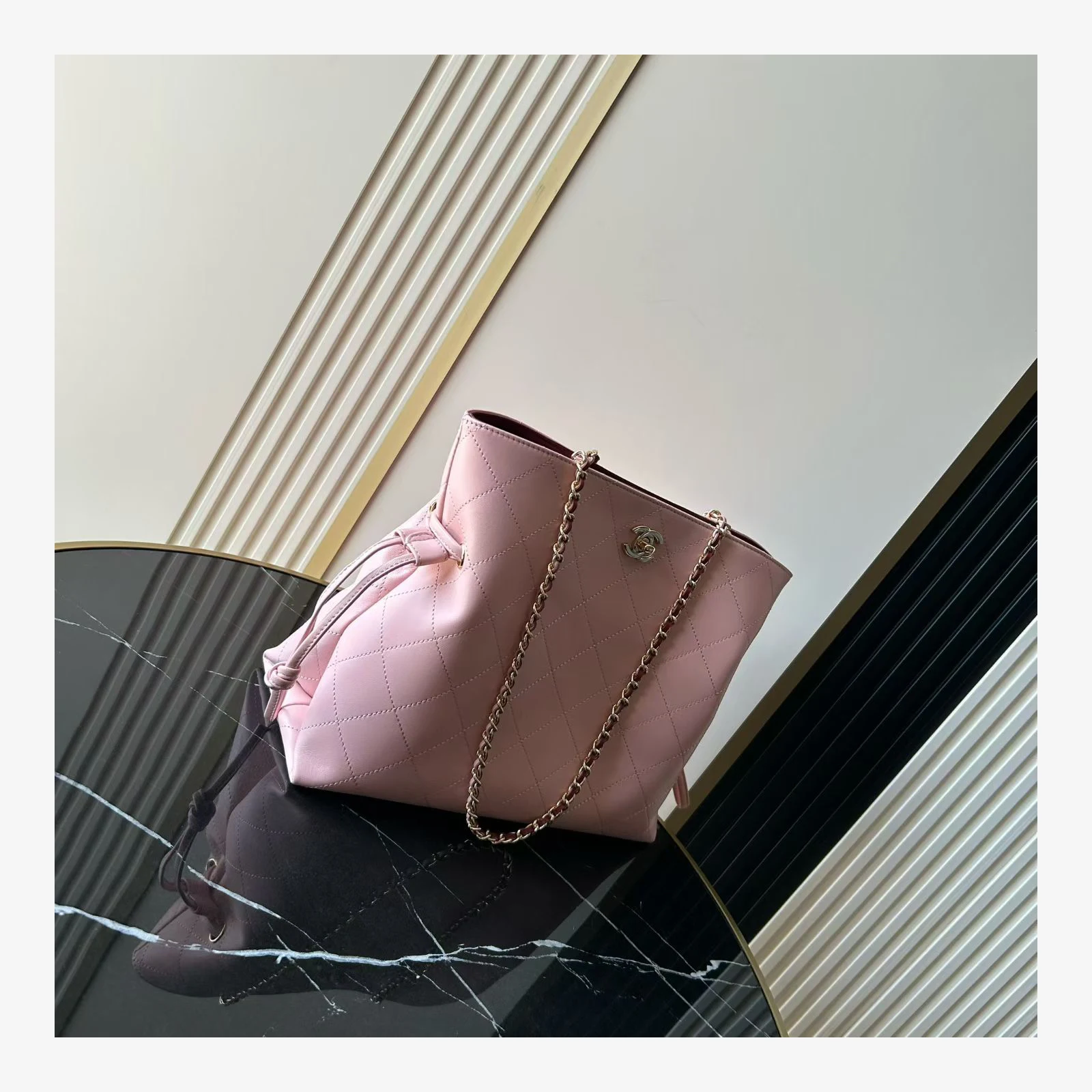 Chanel Small Shopping Bag AS6495 · Lambskin Light Pink · Lambskin · Gold-Tone Metal
