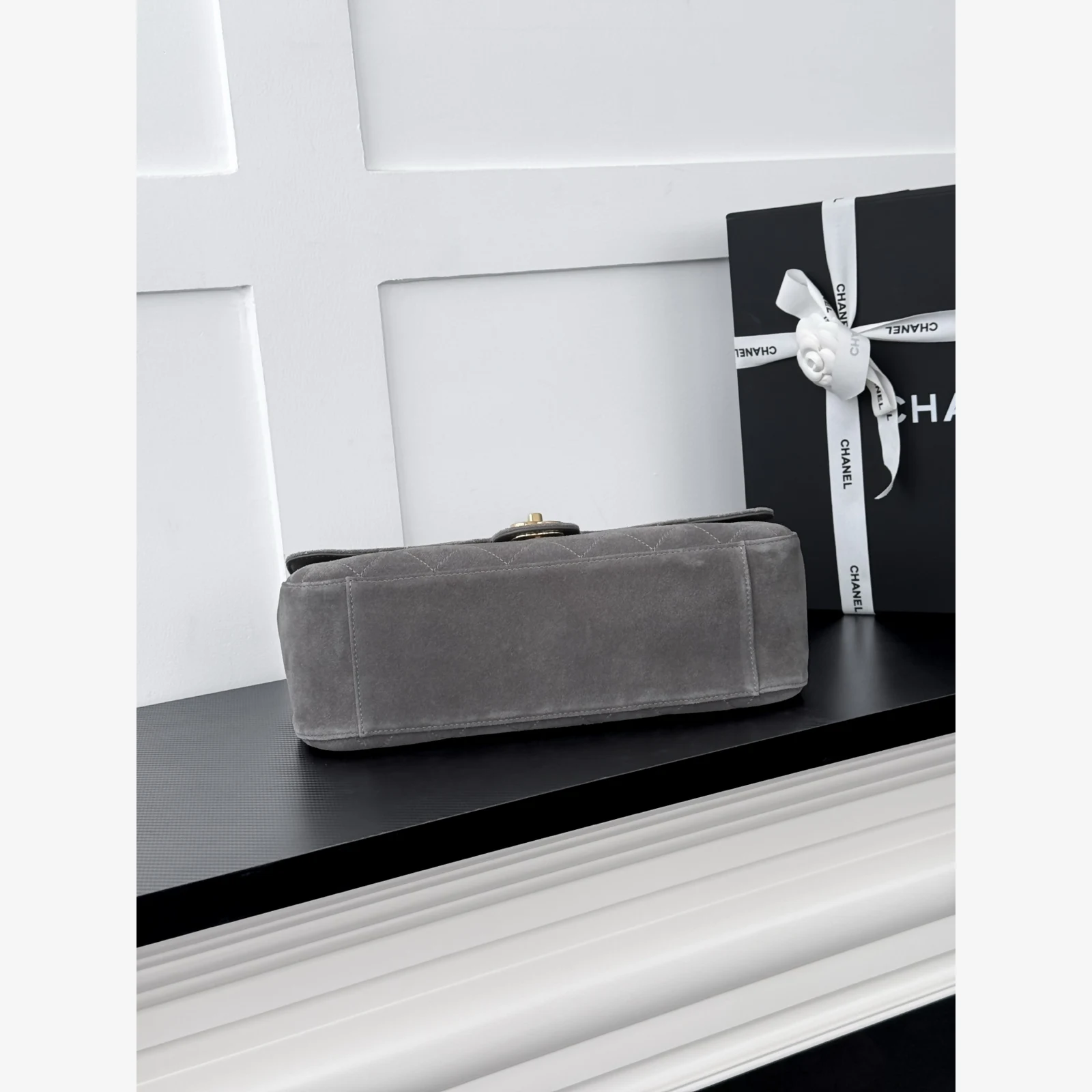Chanel Maxi Flap Bag AS6627 · Suede Calfskin Dark Grey · Suede Calfskin · Gold-Tone Metal