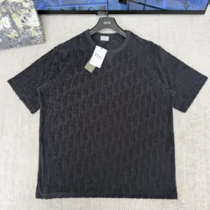 Dior Oblique Relaxed-Fit T-Shirt Black Terry Cotton Jacquard