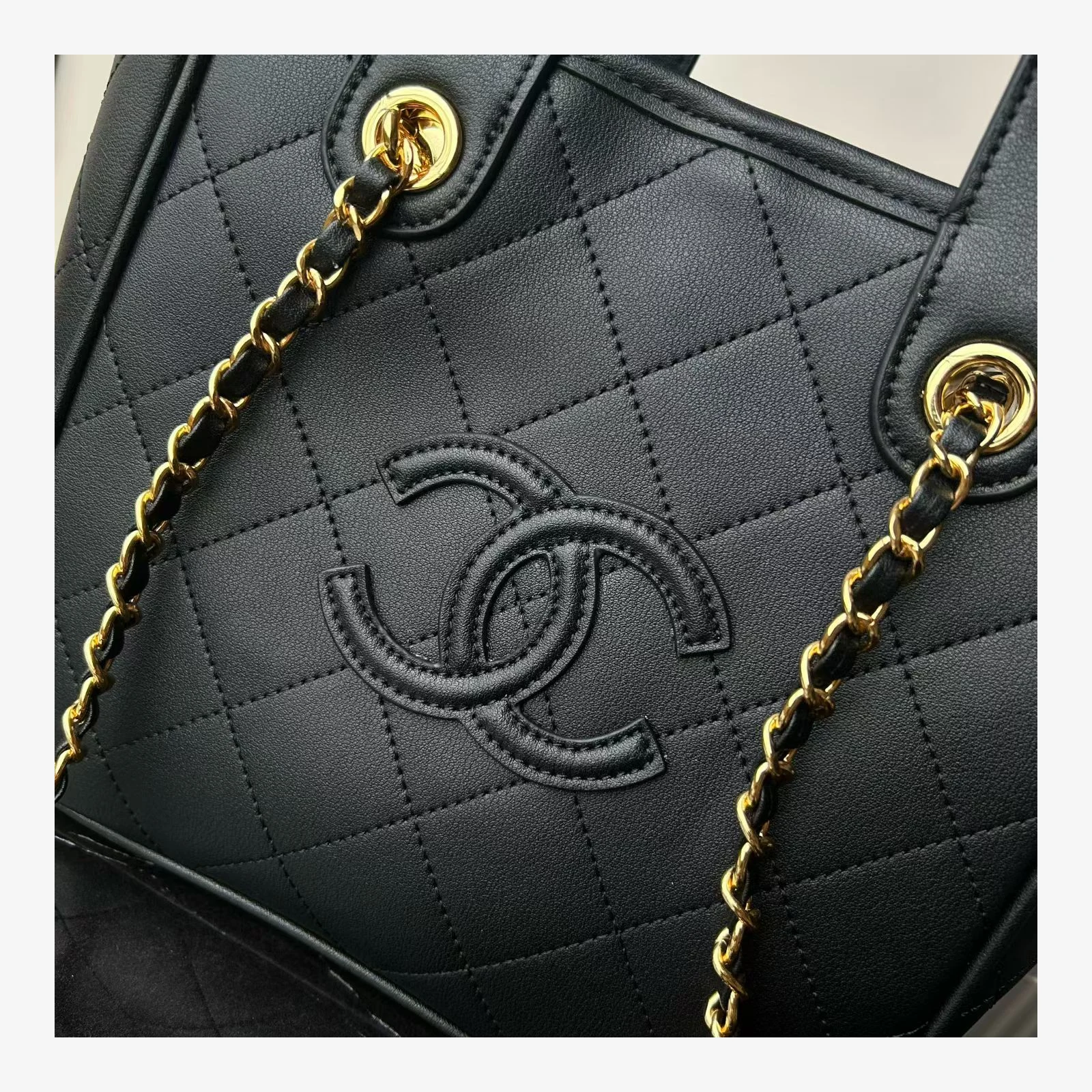 Chanel Mini Shopping Bag AS6199 · Black Calfskin Black · Calfskin · Gold-Tone Metal